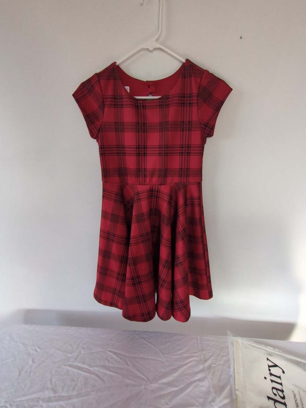 Bonnie Jean Girls Red Plaid Skater Dress W48917-DS Size 12